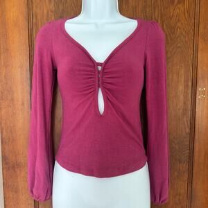 Vintage Deadstock Charlotte Russe Y2K Long Sleeve Cut Out Peasant Milkmaid Top S